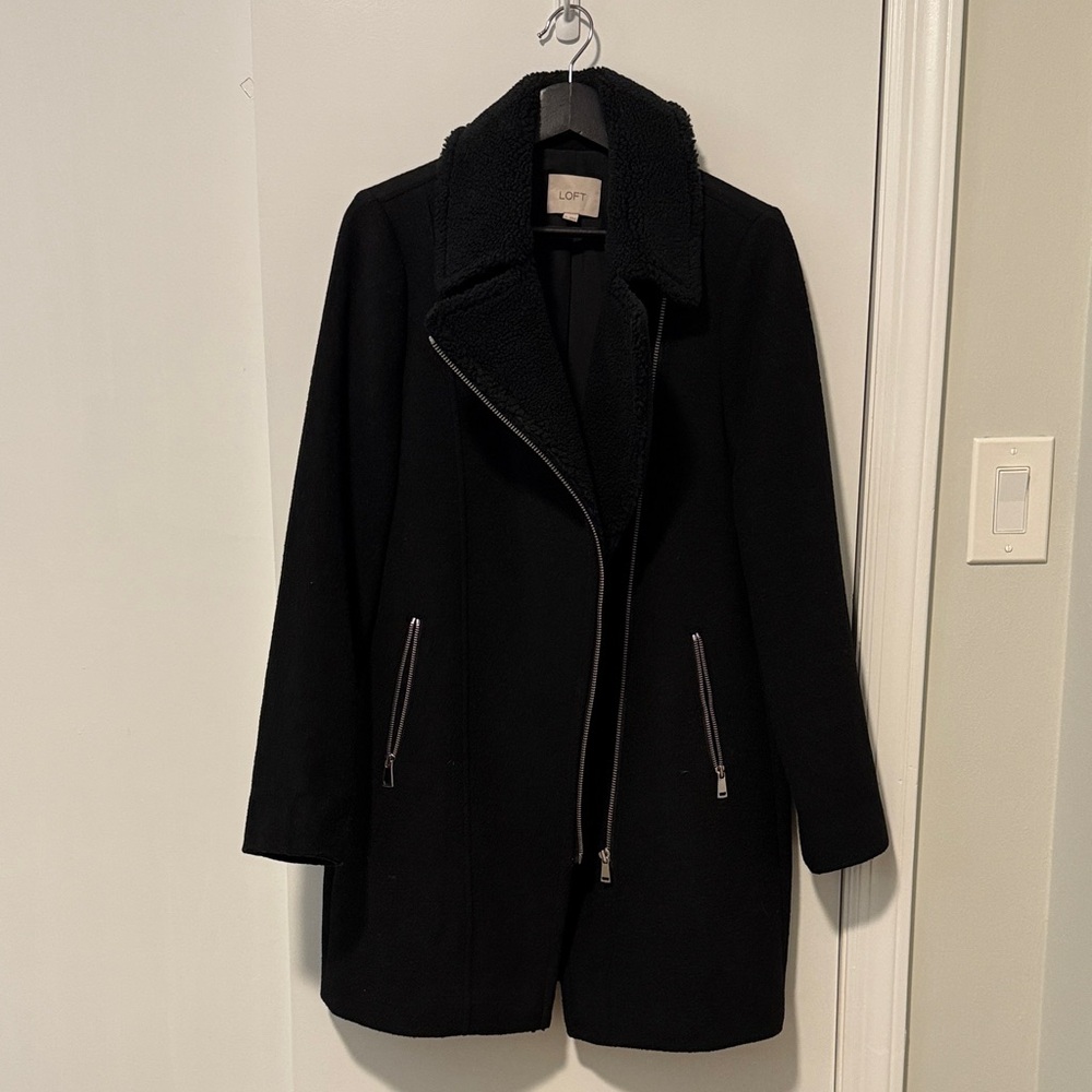 Black Lined Wool Overcoat - XS / LOFT